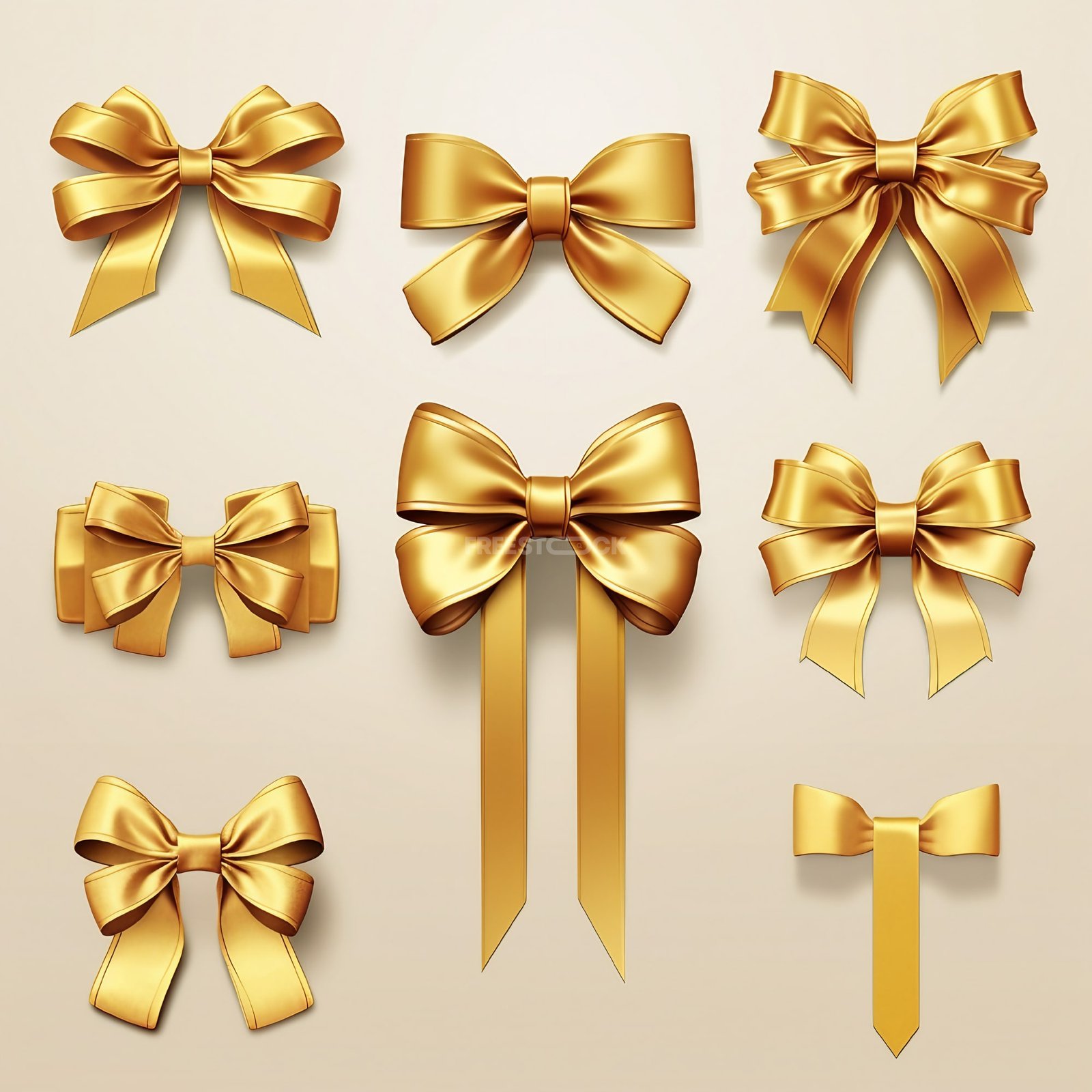 A Collection Of Diverse Golden Ribbons Presented In A Stock 