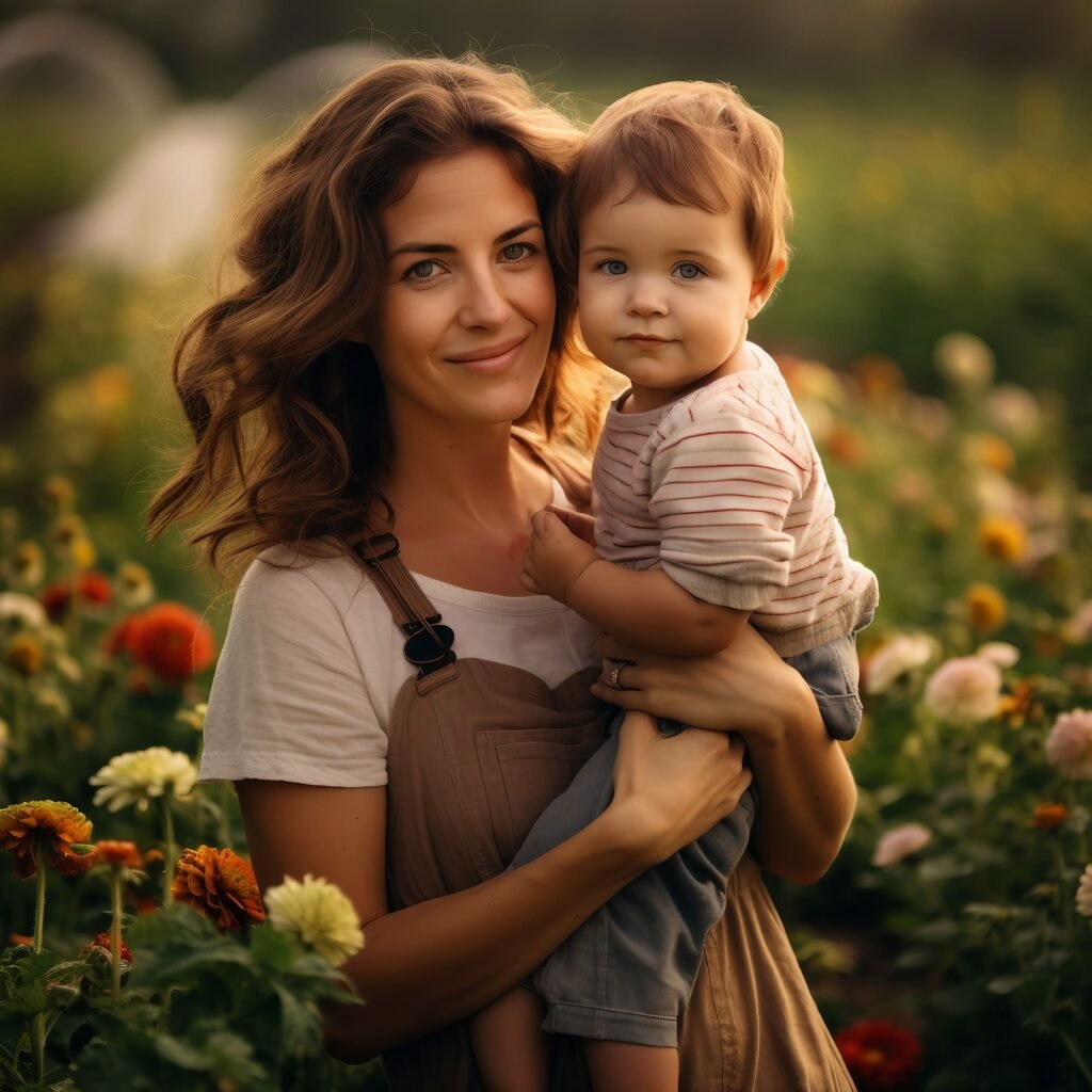 Captivating Picture Woman Embraces Baby – Illustrates Motherhood