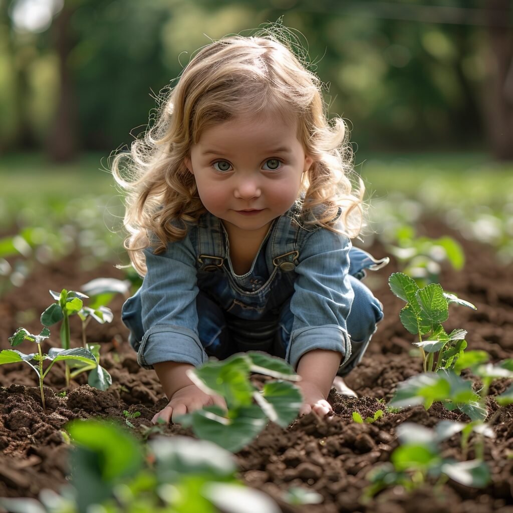 Cute Child Outdoors Gardening Midsection Portrait of Small Kid Engaging in Springtime Activity – Stock Photo