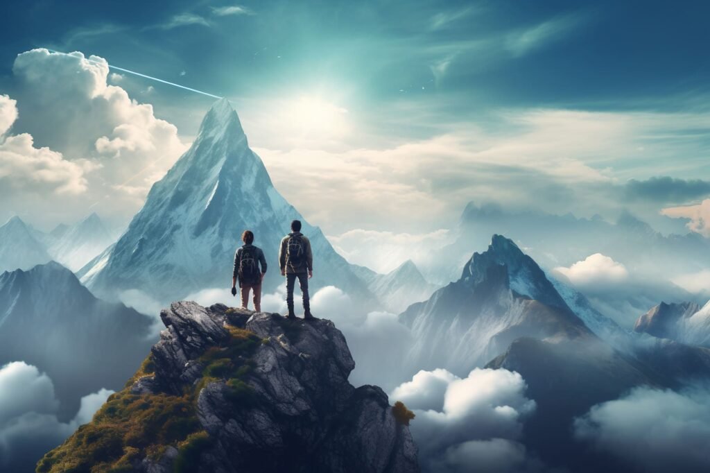 Mountain Peak View with Couple