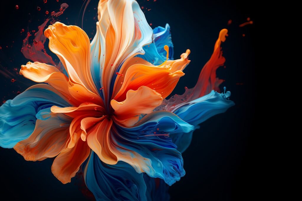 Orange and Blue Flower Abstract Floral Imagery