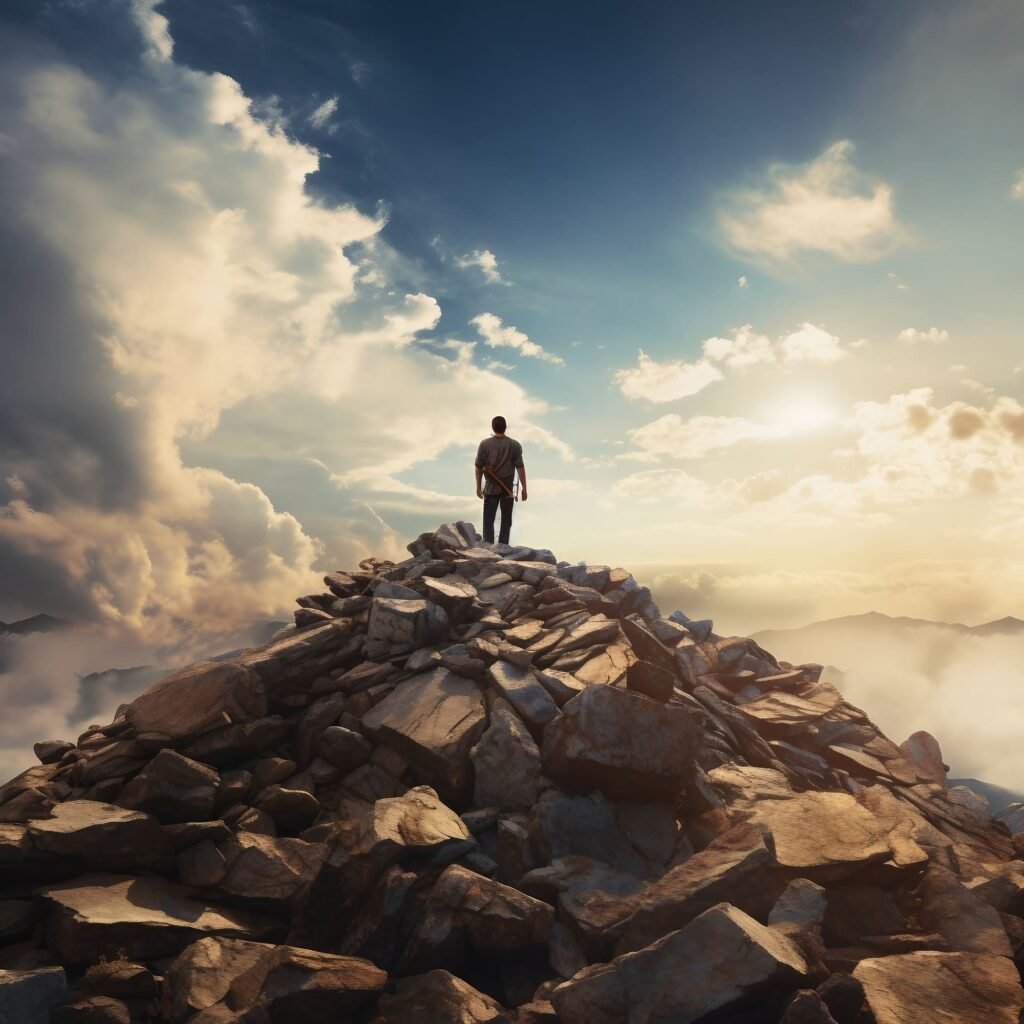 Person on Summit of Rocky Hill