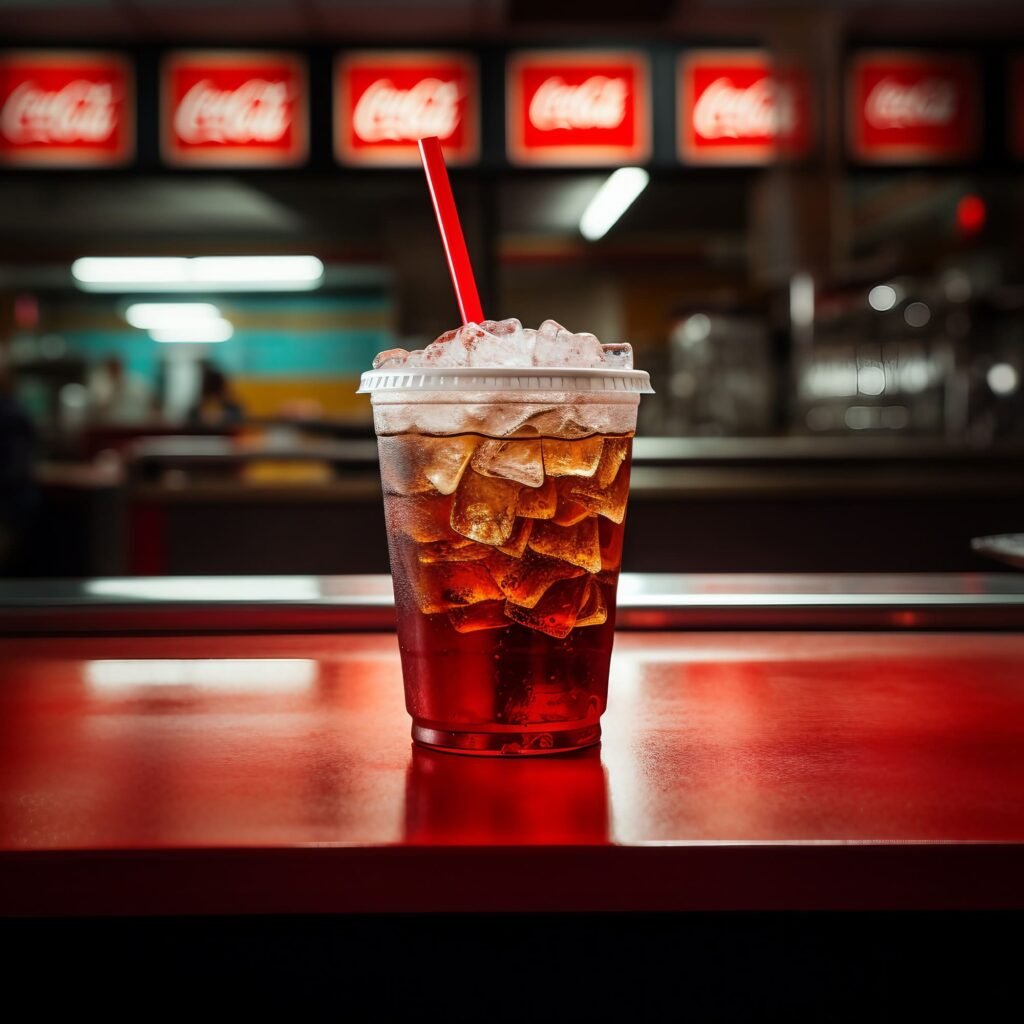 Refreshing Coke Drink Close-Up Cinema Concession Stand Scene