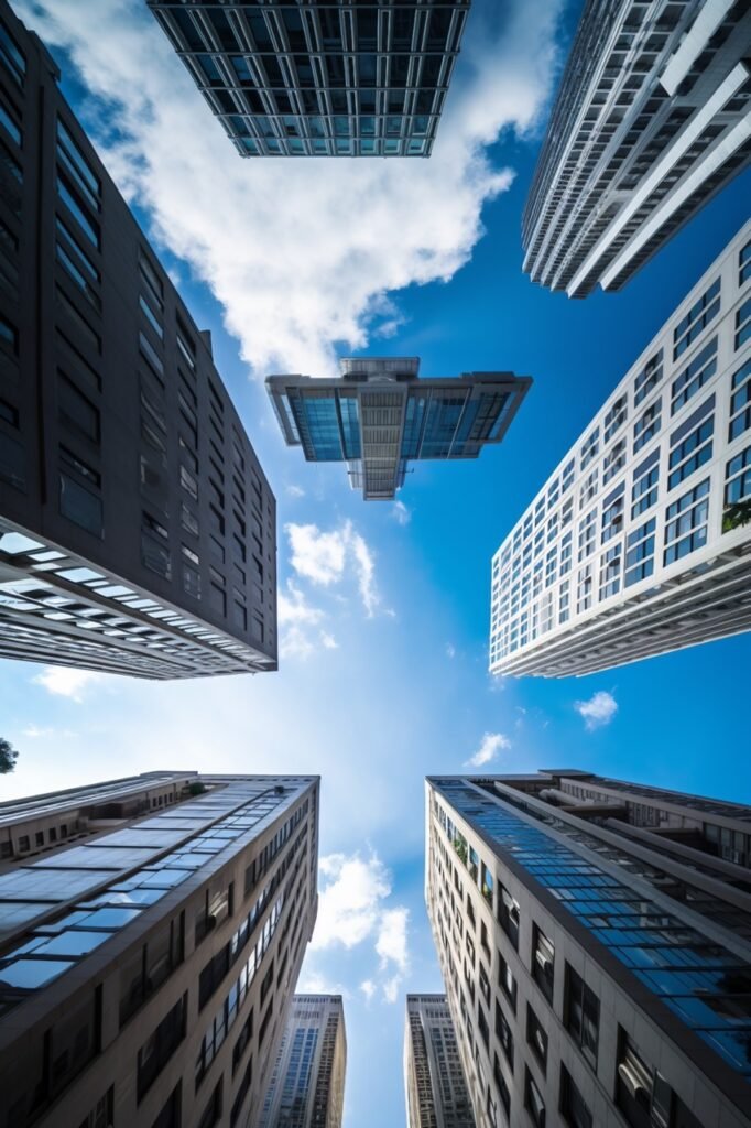 Architectural Close-Up Building with Sky Background, Premium Stock Image for Architecture Collections