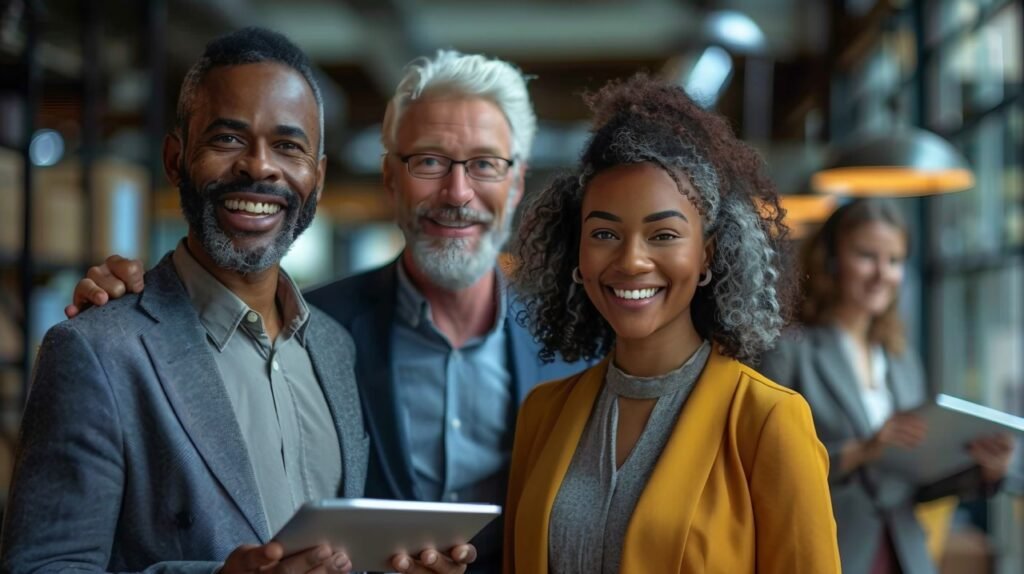 Business Professionals Enjoying Work Meetings – Stock Photo in Fun Networking Environment