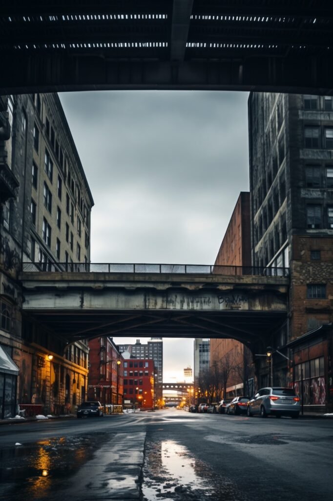 Cityscape Traffic Under Bridge on Busy Street, Premium Stock Image for Urban Lifestyle Collections