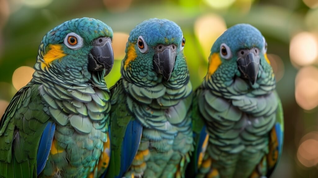 Colorful Parrots, Amazon Rainforest Village – Stock Image Brazil Amazonas South America