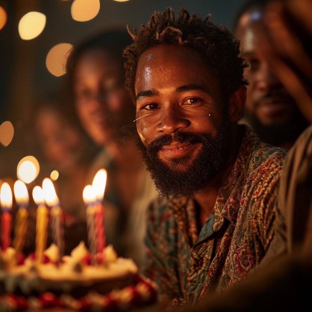 Cropped View Caucasian Adult Celebrates Birthday Joyfully at Home