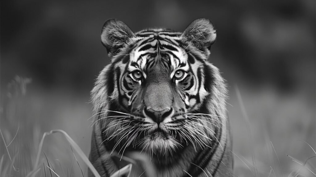 Elegant Black & White Tiger – Professional Stock Image for Online Use and Print