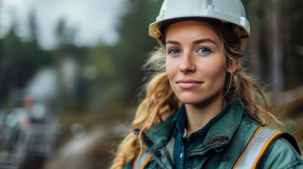 Female Engineer Installing Wind Turbine – Stock Photo of Energy Concept in Action