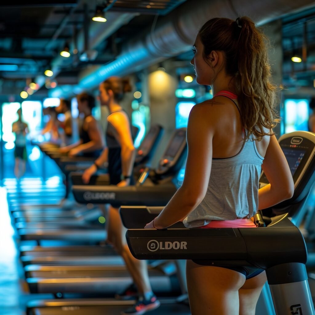 Fitness Facility Treadmills with Exercising People – Quality Stock Image