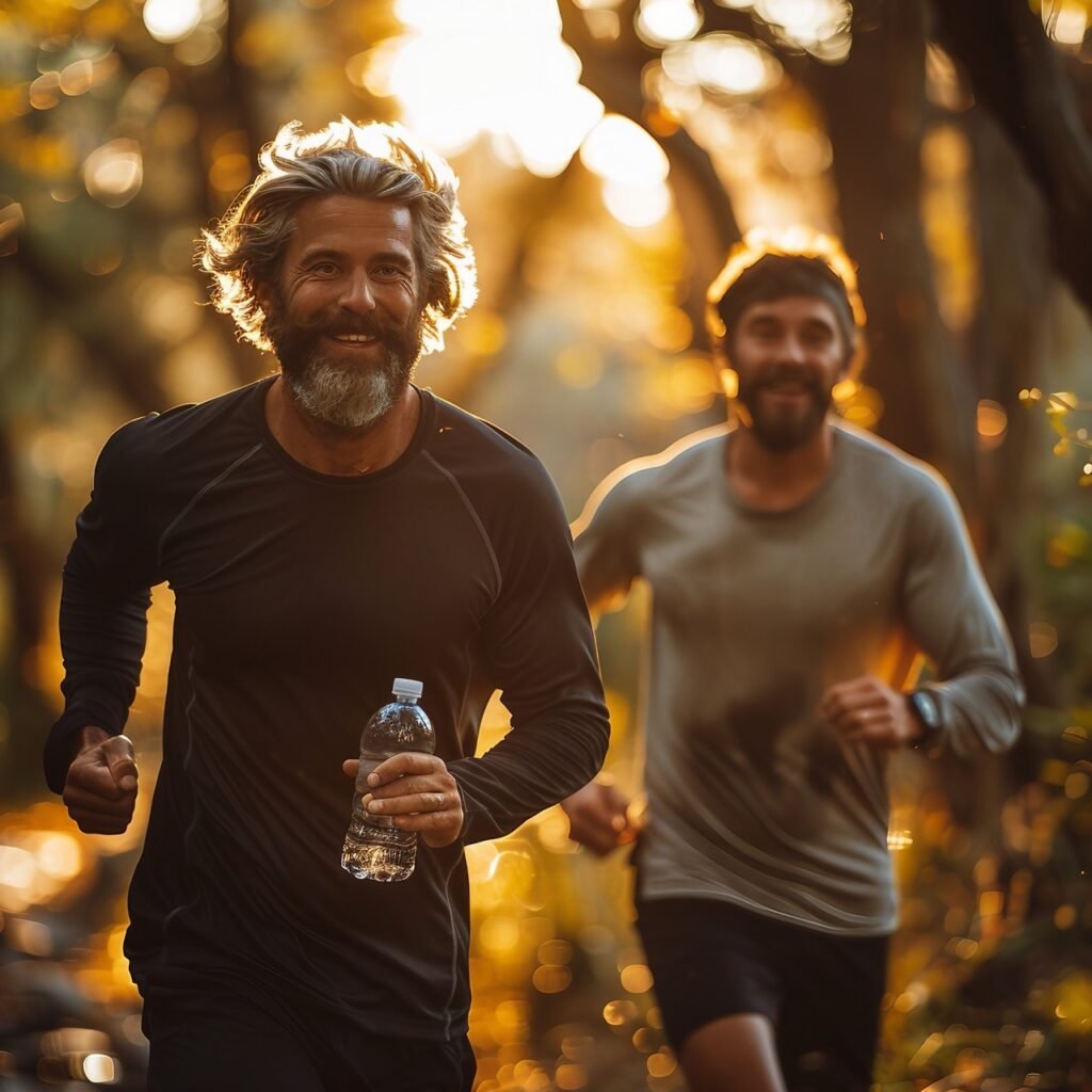 Fitness Outdoors Two Men Exercising Together – Quality Stock Image