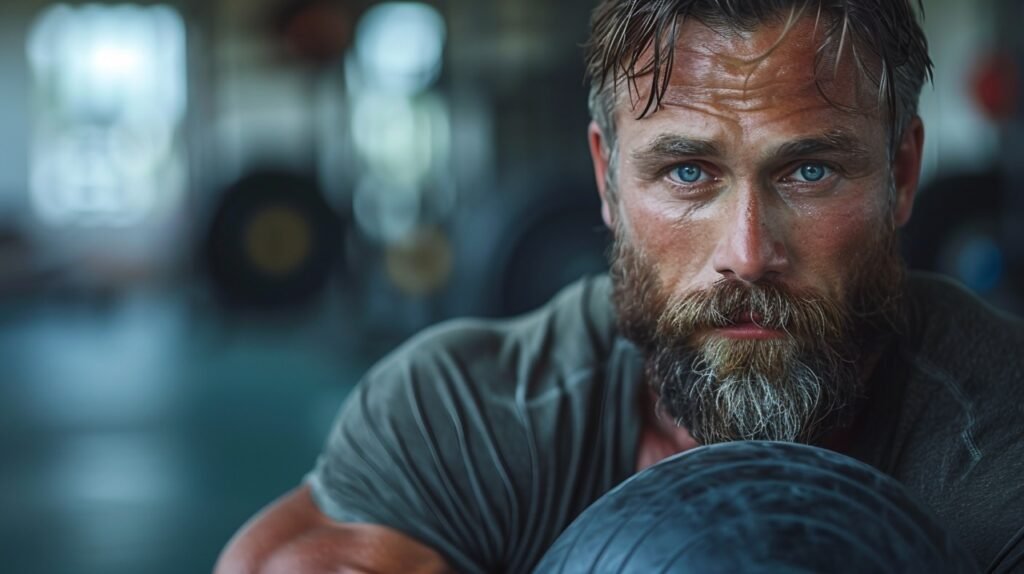 Fitness Routine Handsome Man with Medicine Ball – Premium Stock Image