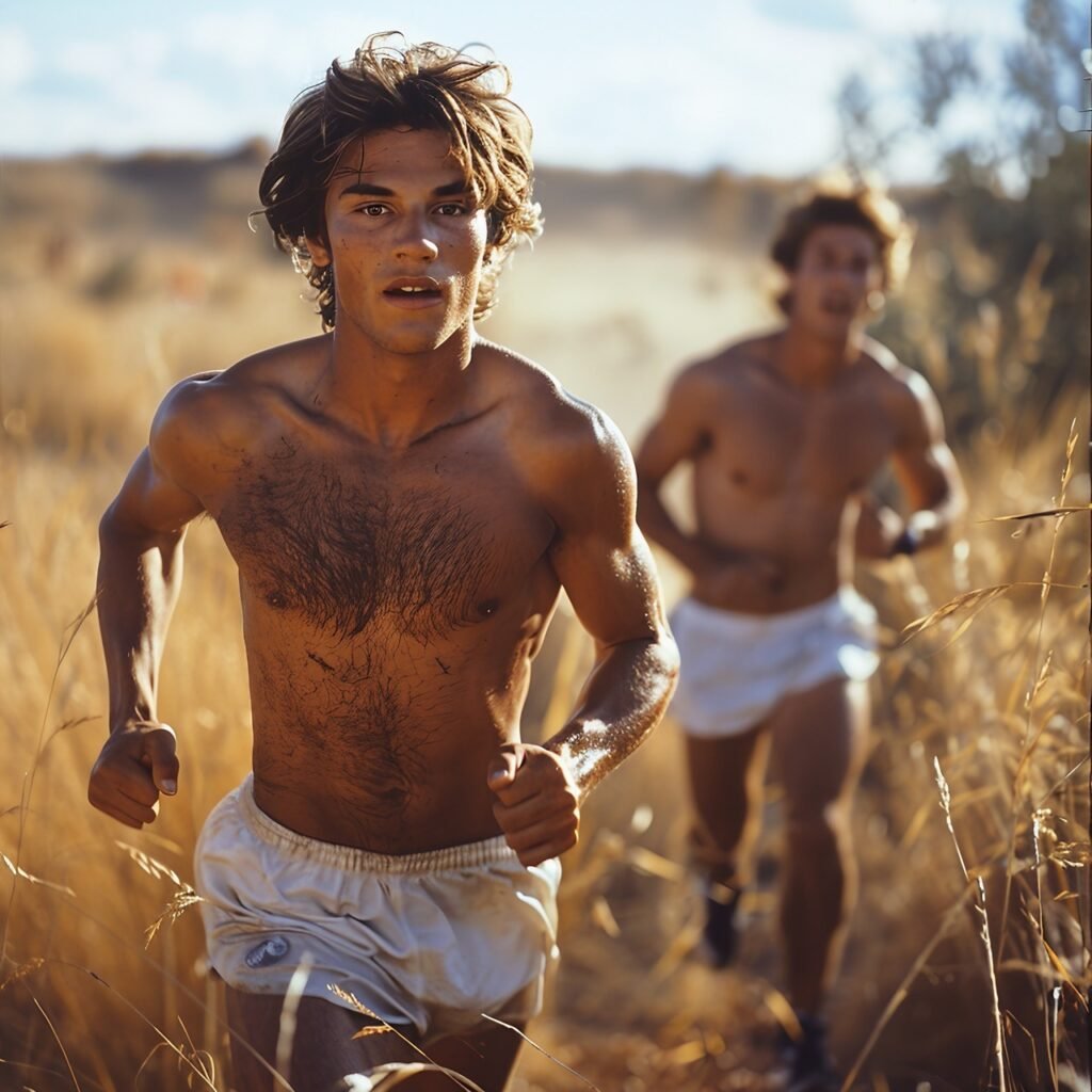 Fitness Routine Two Men Exercising Outdoors – Premium Stock Image