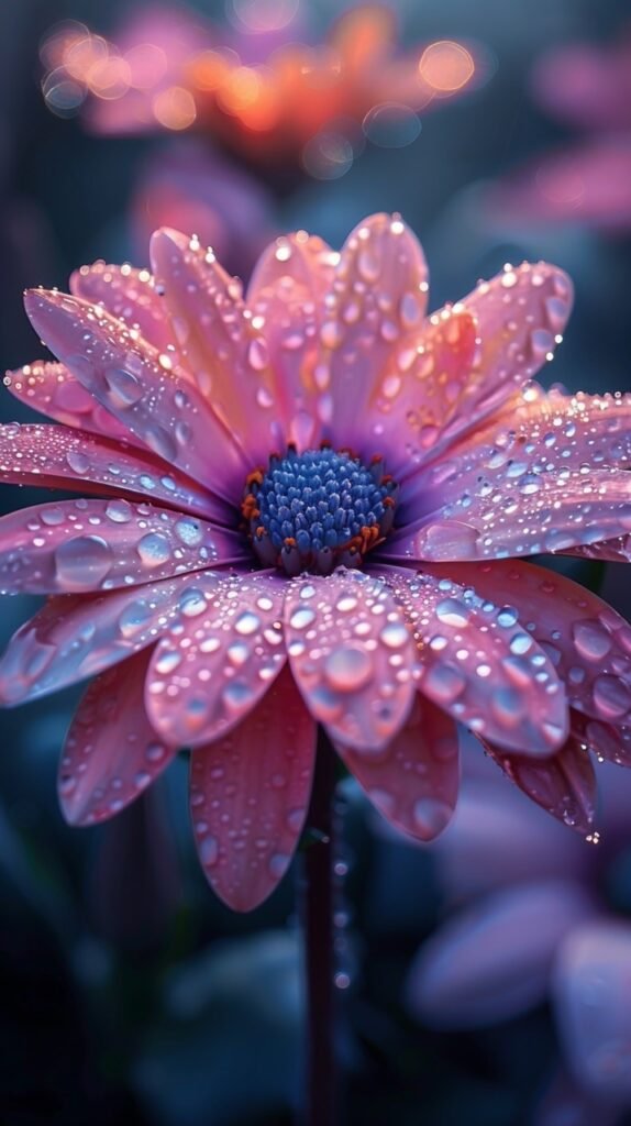 Fresh Spring Beauty Flower with Dew Drops – Captivating Stock Photo of Nature’s Delight