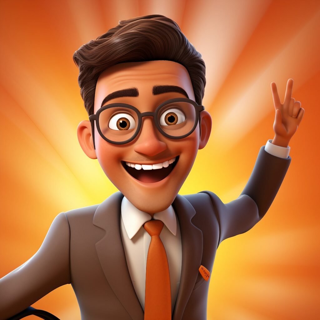 Joyful 3D Cartoon Art Fun Indian Character Illustration Perfect for Creative Ventures