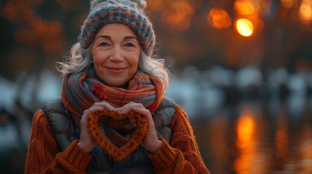 Joyful Senior Making Heart Shape – Quality Stock Image