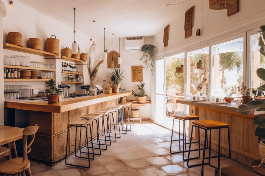 Kitchen Interior Stools and Countertop, Professional Stock Image for Interior Design Enthusiasts