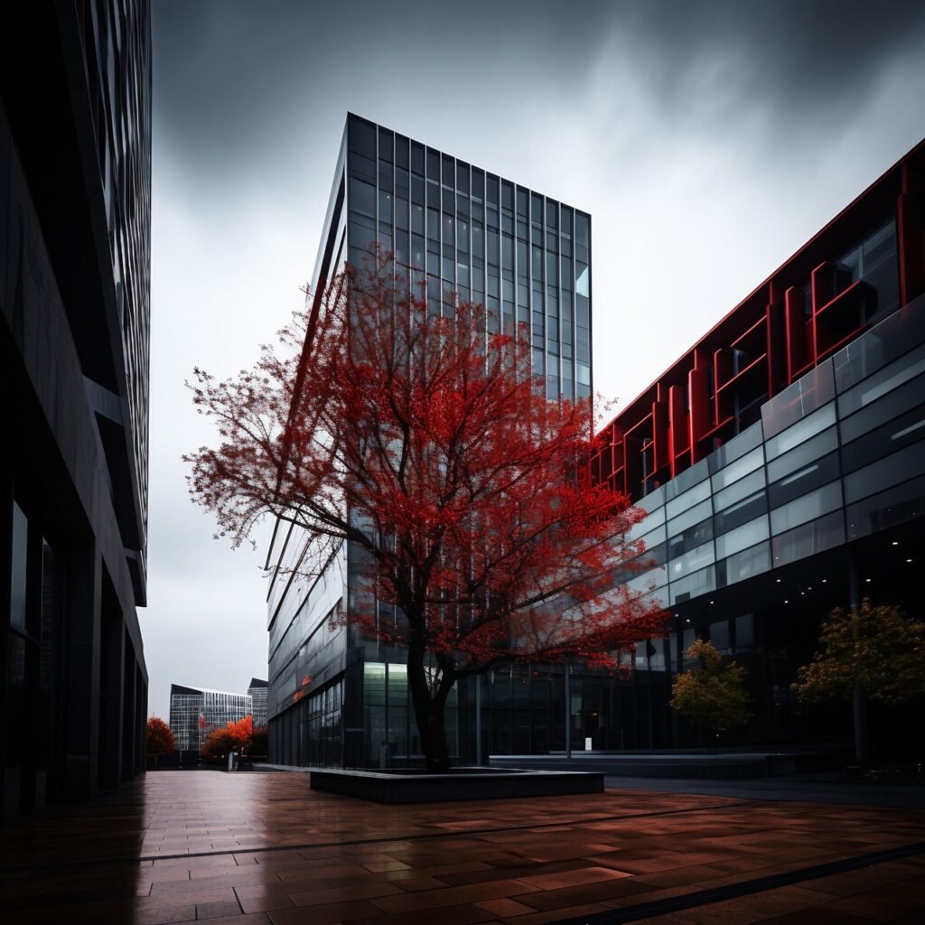 Majestic tall structure with tree in foreground – Free download of this stunning architectural image