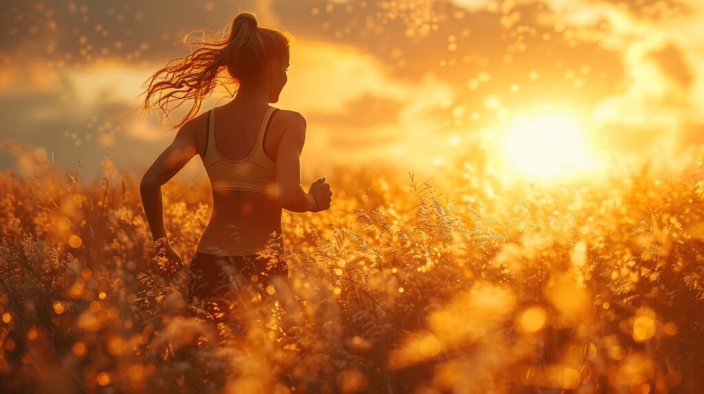 Morning Sun Run Young Woman’s Outdoor Exercise – High-Quality Stock Photo Collection