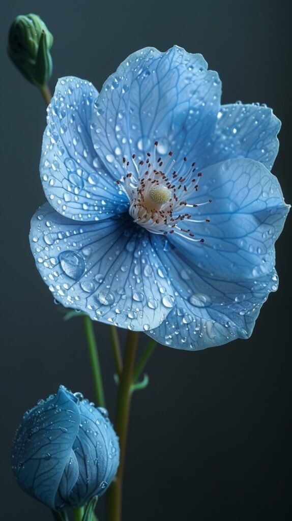 Nemophila Flower – Captivating Stock Photo of Spring Blossoms, Nature’s Delicate Beauty