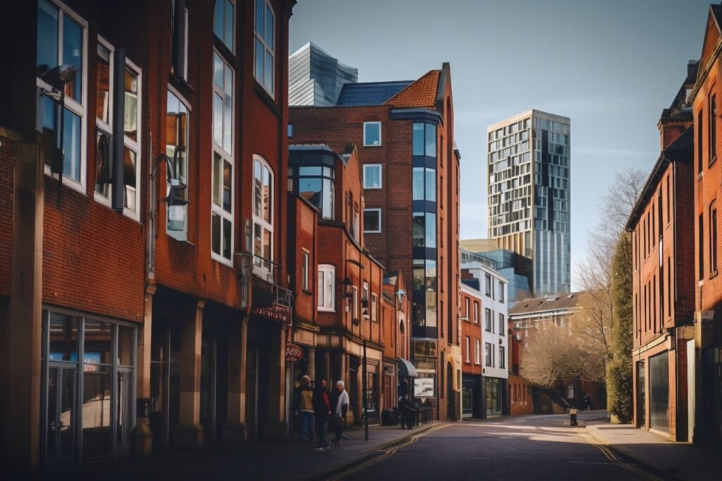 Pair of towering structures – High-quality image showcasing architectural diversity in urban setting