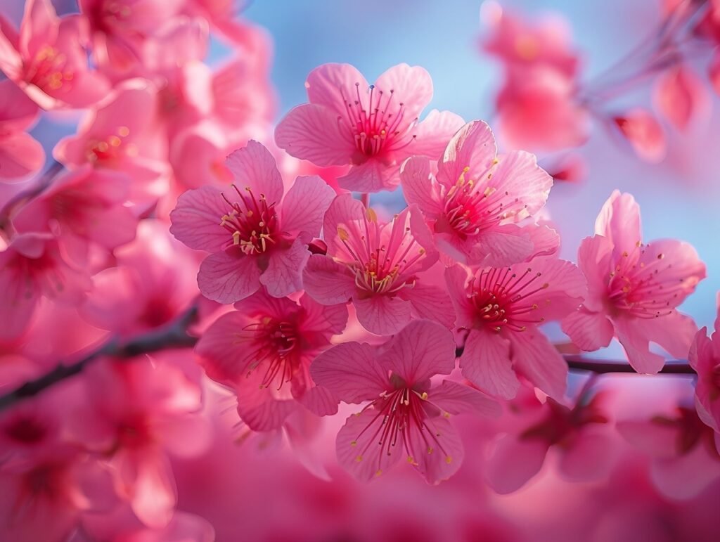 Pink Cherry Blossoms Amidst Japan’s Blue Sky – Stock Photo