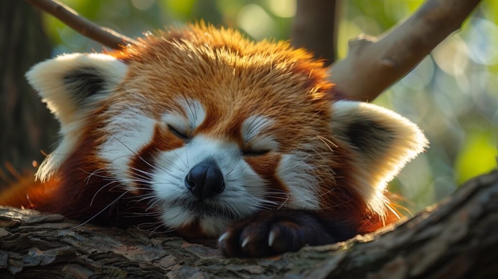 Red Cat-Bear Resting – Stock Photography Featuring Tired Red Panda, Also Known as Lesser Panda