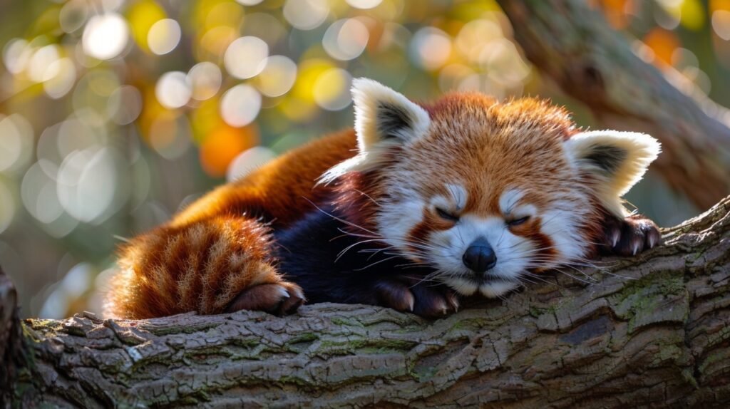 Resting Red Panda – Stock Photo of Endangered Species, Known as Lesser Panda or Red Cat-Bear