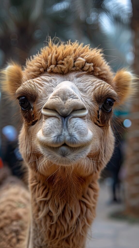 Silly Camel Portrait – Stock Image of Camel (Camelus dromedaries) with Funny Expression in Al Ain