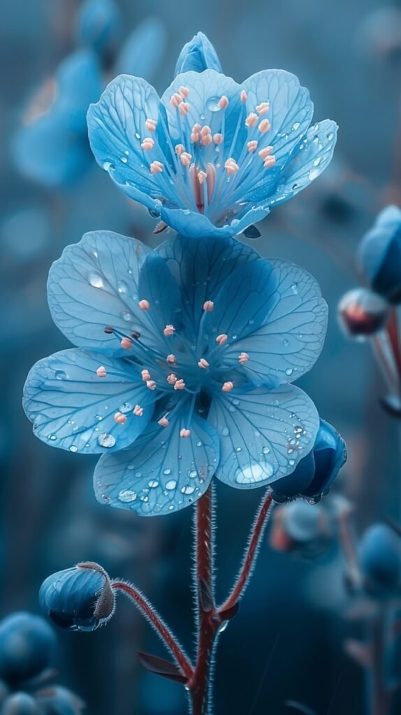 Stock Photo Nemophila Flower – Captivating Image of Spring Blossoms, Nature’s Delicate Beauty