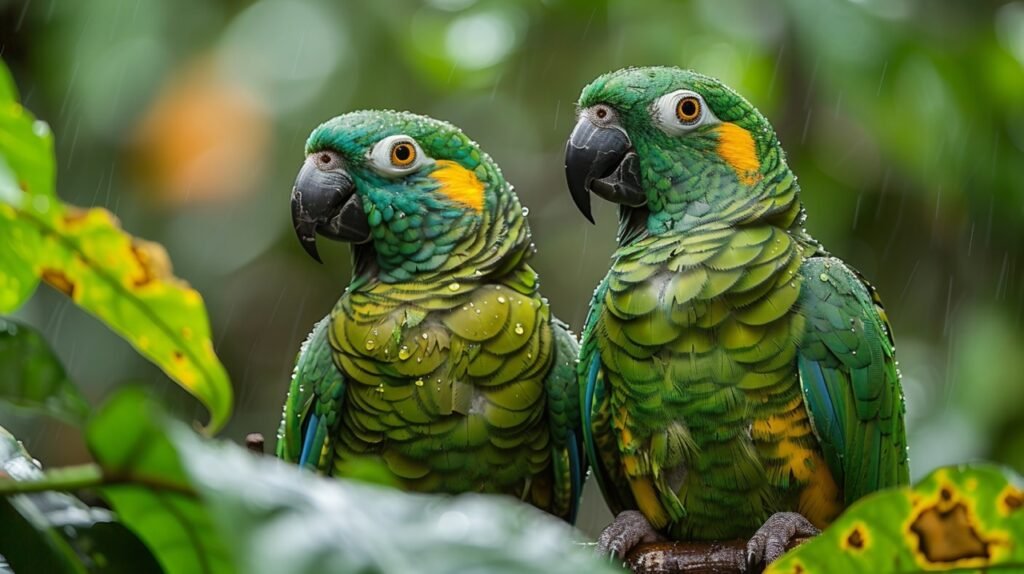 Tropical Parrots, Amazon Rainforest Village – Stock Photography Brazil Amazonas South America