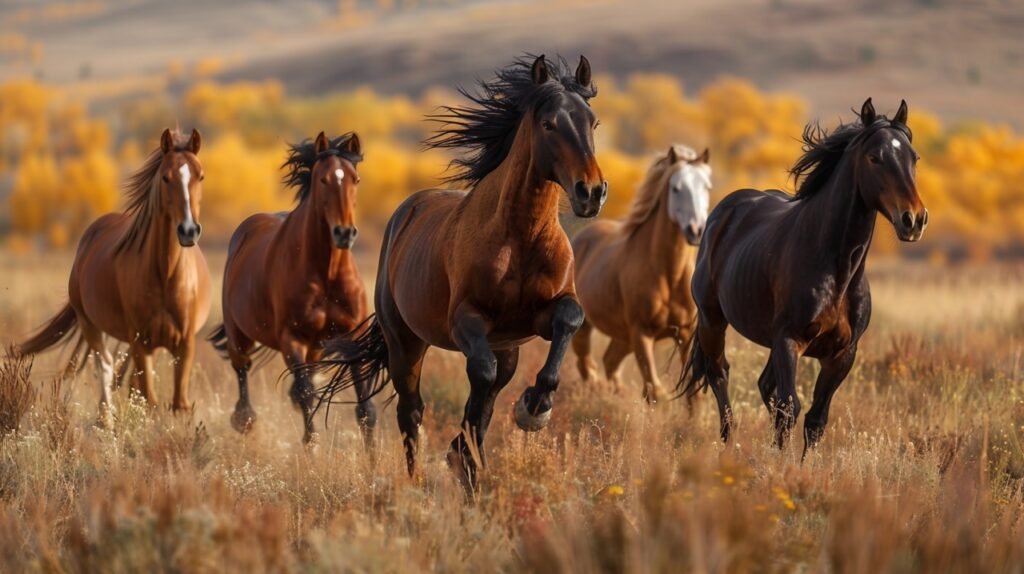 Utah Wild Horses – Stock Photography Showing Close-Up of Horses Galloping in Rural Landscape