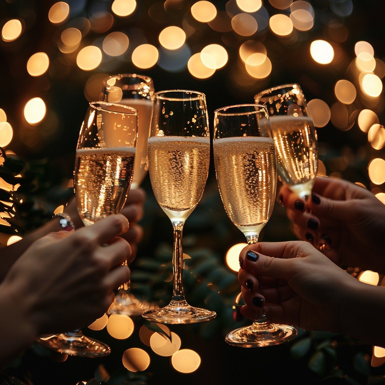 Birthday Celebration with Champagne Glasses – stock photography of joyful toasts and elegant silhouettes