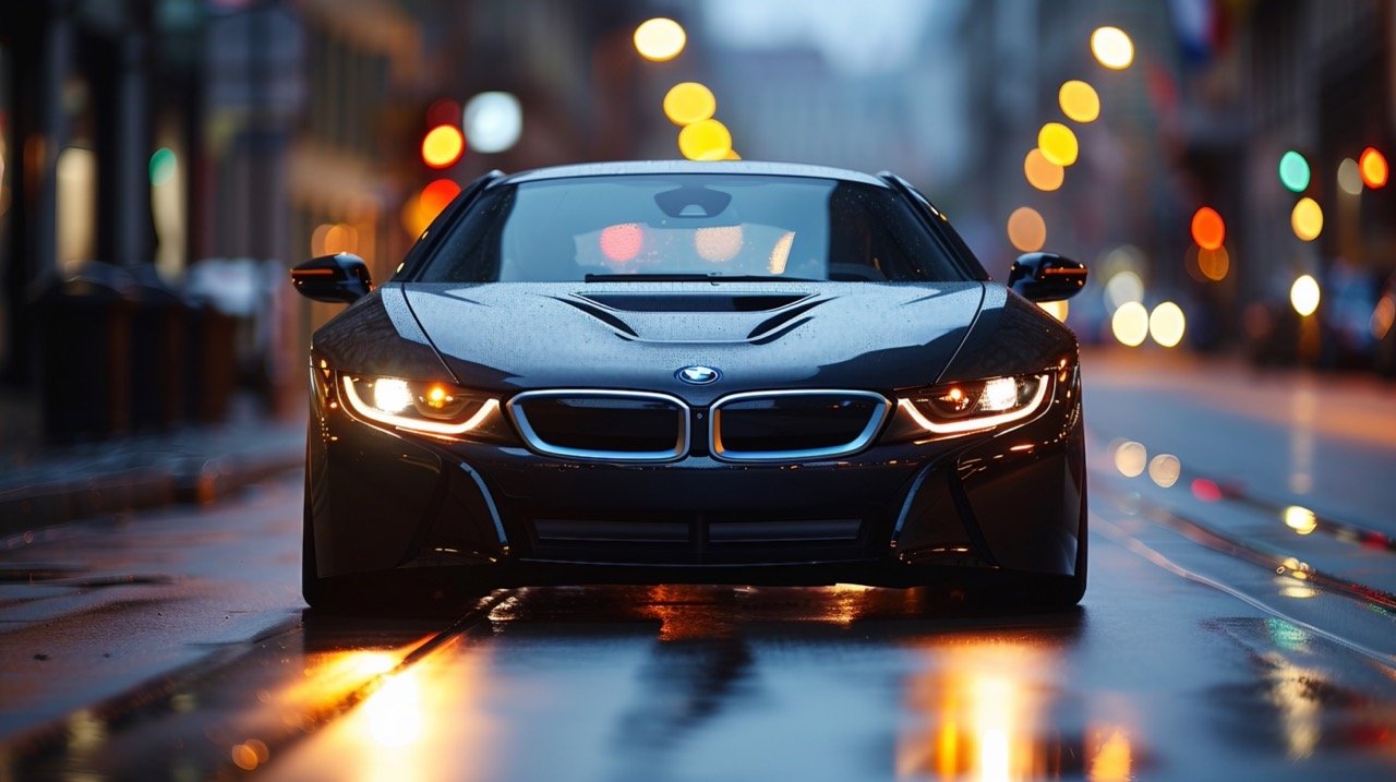 Black BMW Car on Road During Daytime Perfect Stock Image for Automotive and Travel Themes