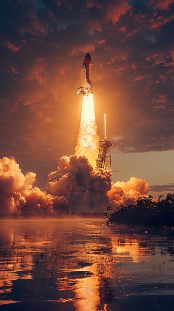 Cape Canaveral Space Shuttle Launch – Iconic Space Exploration Moment, Florida, USA – Stock Photo