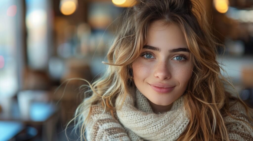 Cappuccino pleasure Woman enjoys cafe – Stock photo depicting a woman’s enjoyment of cappuccino in a cafe