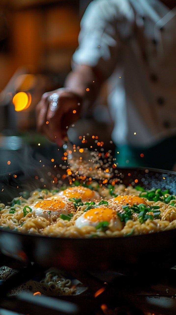 Chef Crafting Ramen – Culinary Stock Photo Capturing Authentic Meal Preparation