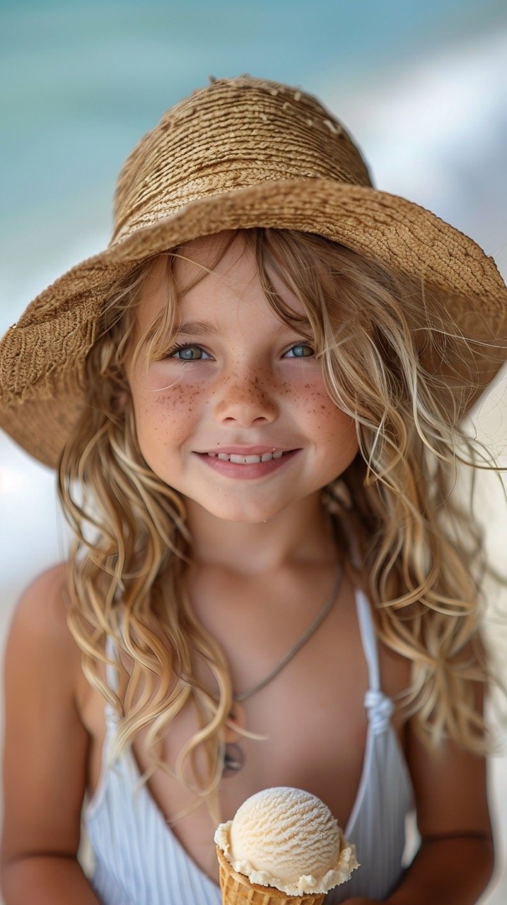 Child with Melting Ice Cream Cone – Summer Treat in Kid’s Hands in Stock Photo