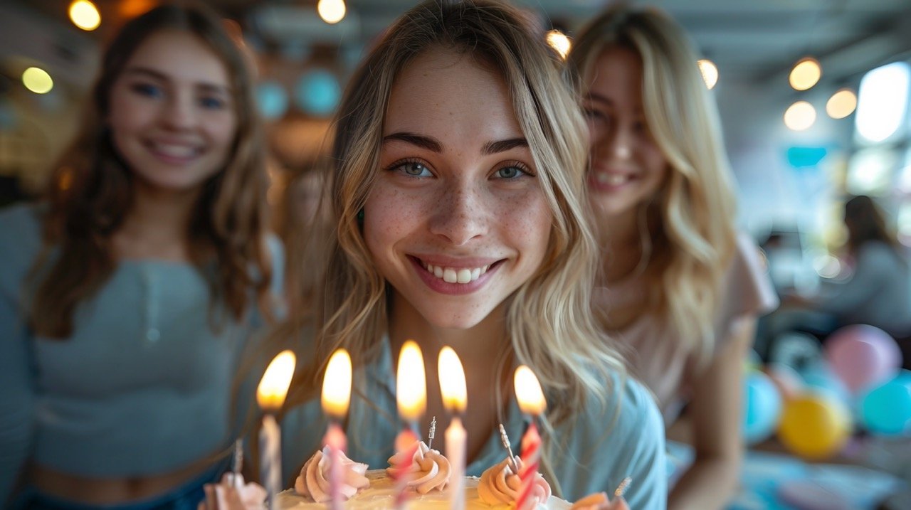 Colleagues Enjoying Birthday in Office – stock photography capturing festive workplace celebrations