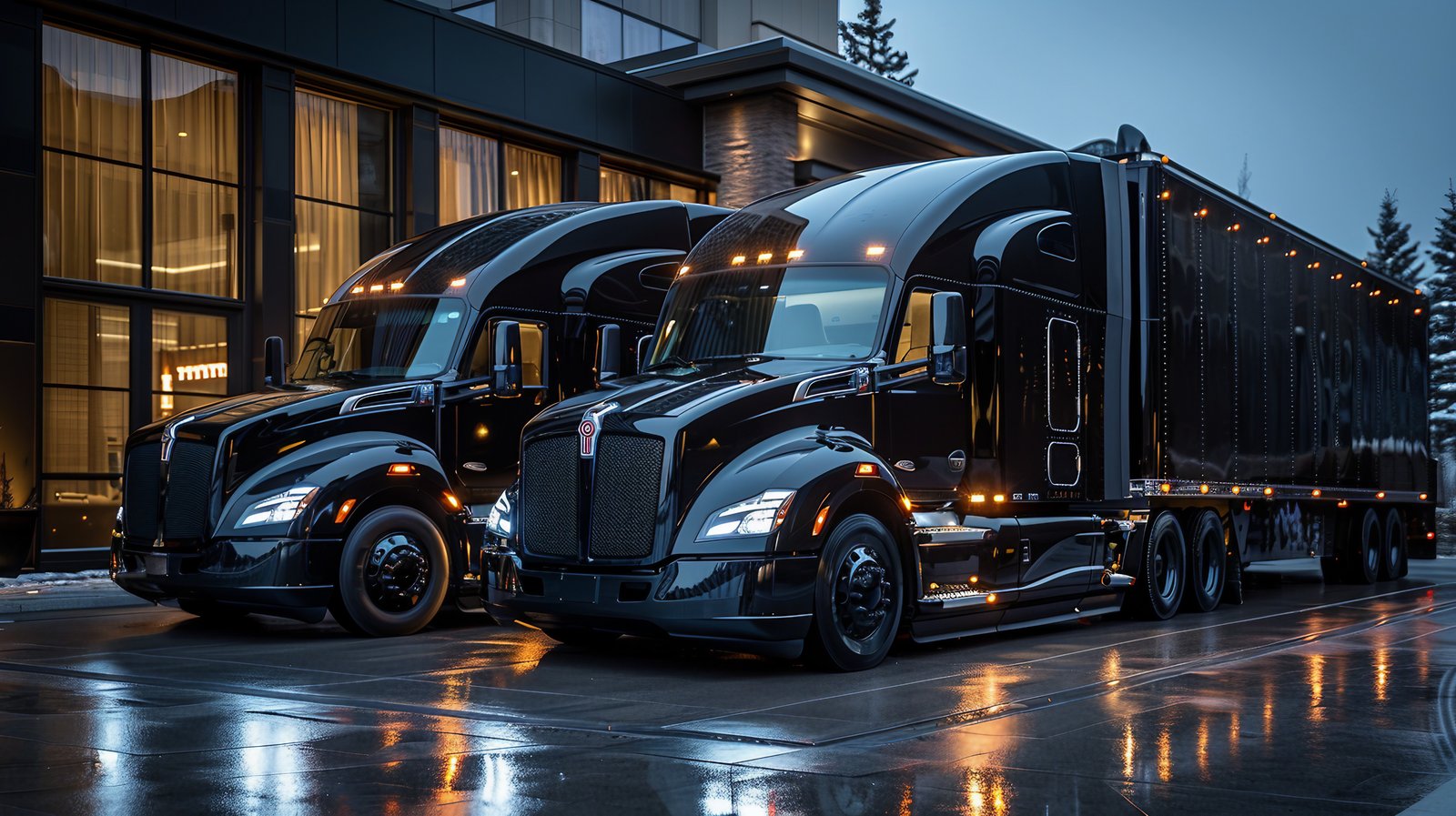 Couple of Black Trucks Parked Together Perfect Stock Image for Automotive and Truck Enthusiasts