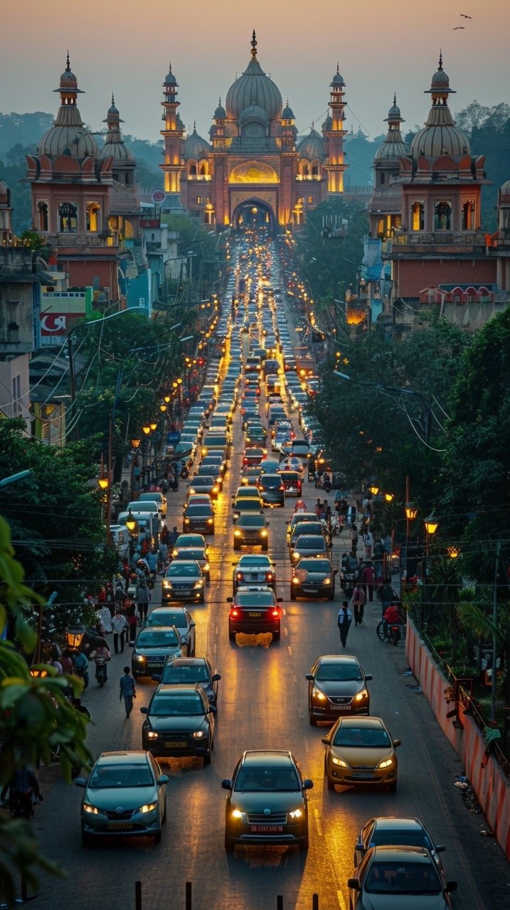 Crowded Hyderabad street view – bustling city scene stock imag