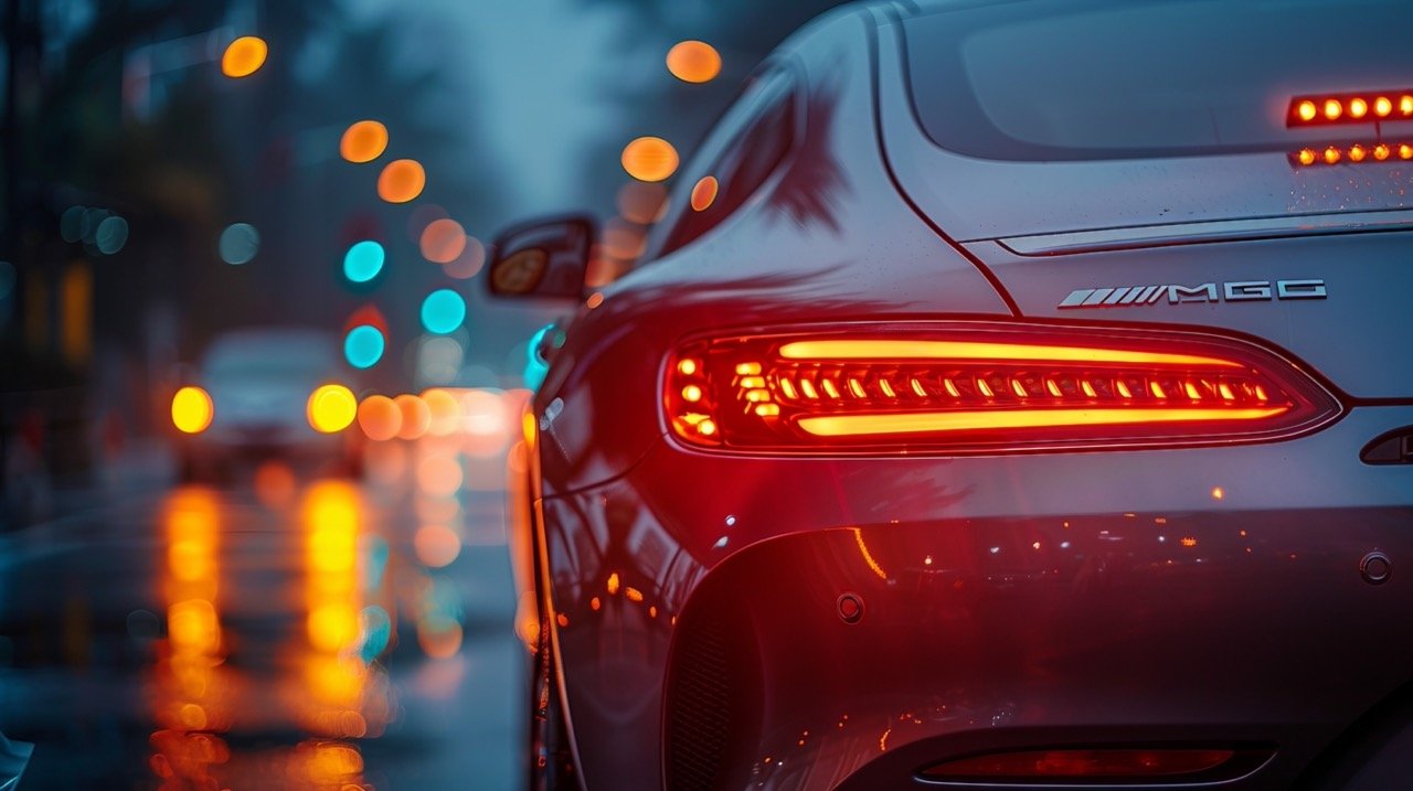 Detailed Close-Up of Car Tail Lights High Resolution Stock Photo for Automotive Themes