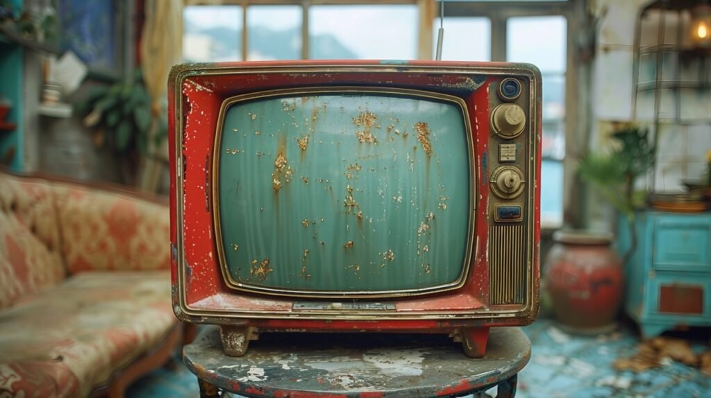 Detailed Retro TV – Close-Up of Vintage Television Stock Photo Perspective