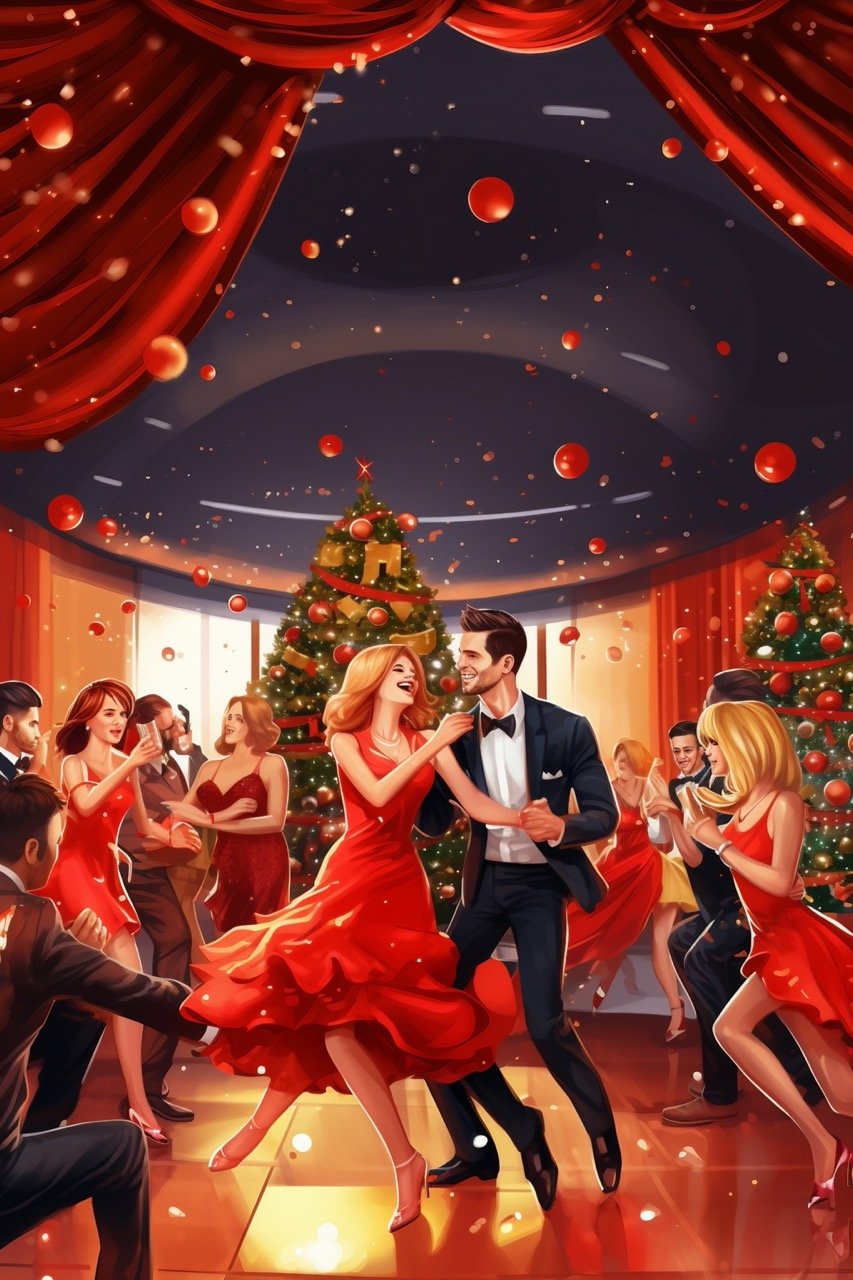 Elegant Christmas Party Image – Joyful Festivities in a Stunning Stock Photo