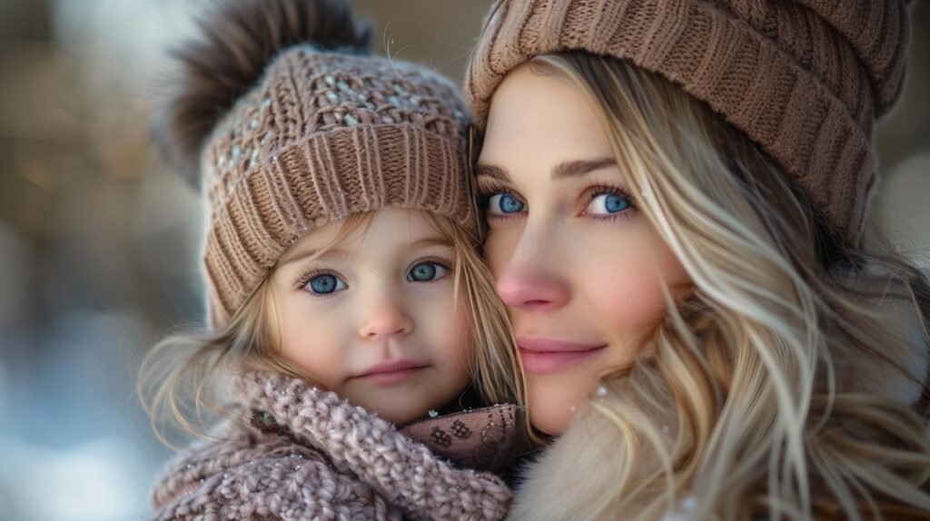 Family Love Woman, Daughter Nose Touch – Stock Image