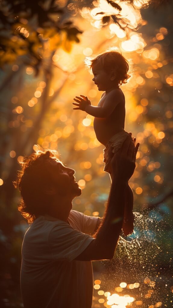 Family Playful Time 6-Year-Old Boy and Father Interacting – Stock Photography