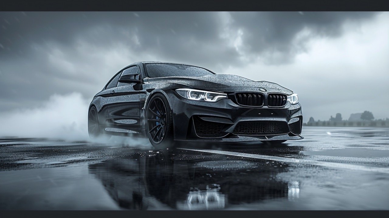 High-Quality Image of Black BMW Car on Road During Daytime Perfect for Stock and Automotive Needs