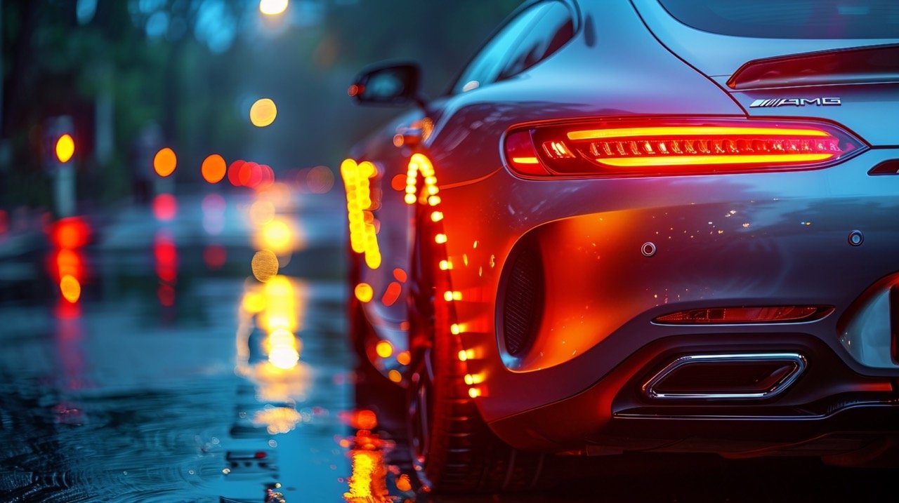 High-Resolution Close-Up of Car Tail Lights Perfect for Automotive Detail and Stock Photo Needs