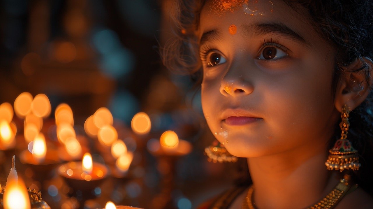 Indian Family Diwali Festivities – stock image capturing the essence of Indian culture and tradition during Diwali